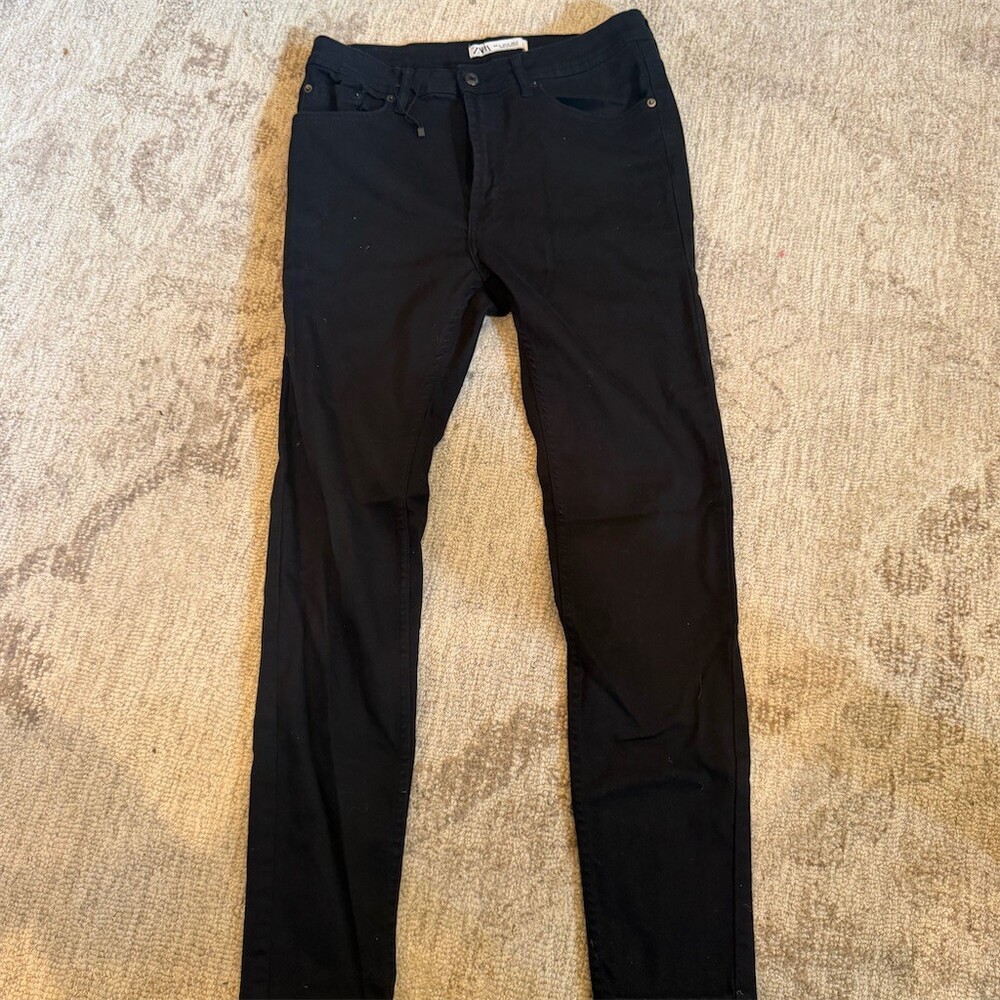 ZARA Jeans Mens 32x32 Black Slim Fit Skinny 5-Pocket Stretch Denim